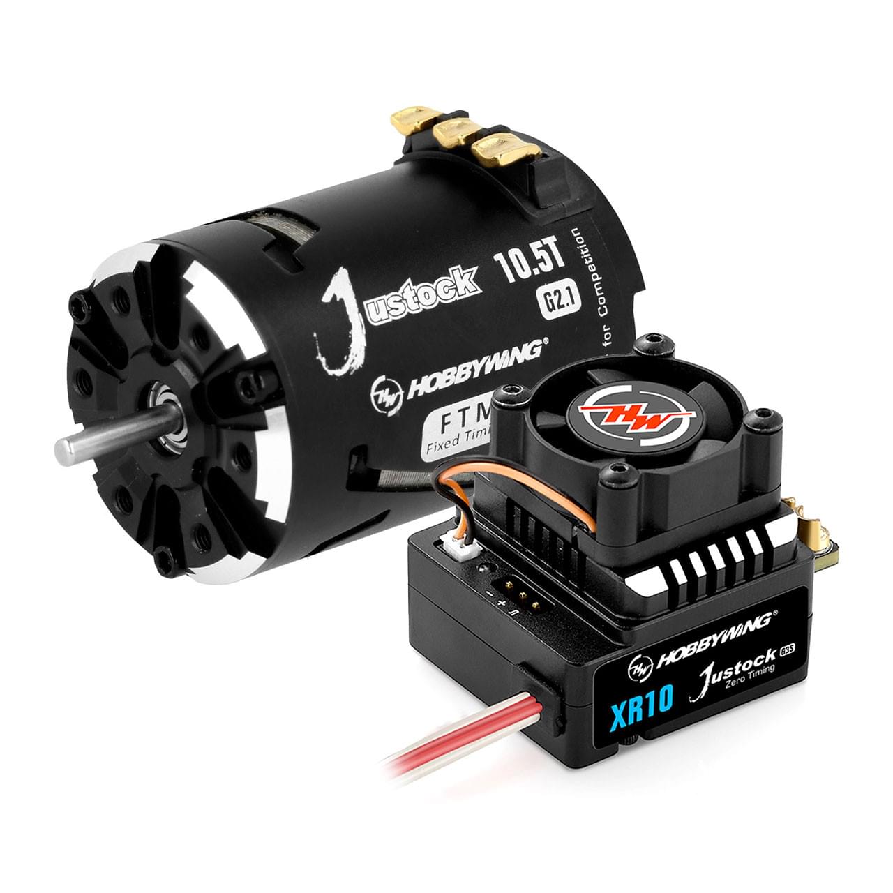 Combo moteur Hobbywing Xerun Justock G3S 10.5T 4000kV 1/10 drift, piste Axe 3,175mm - Breizh Modélisme.