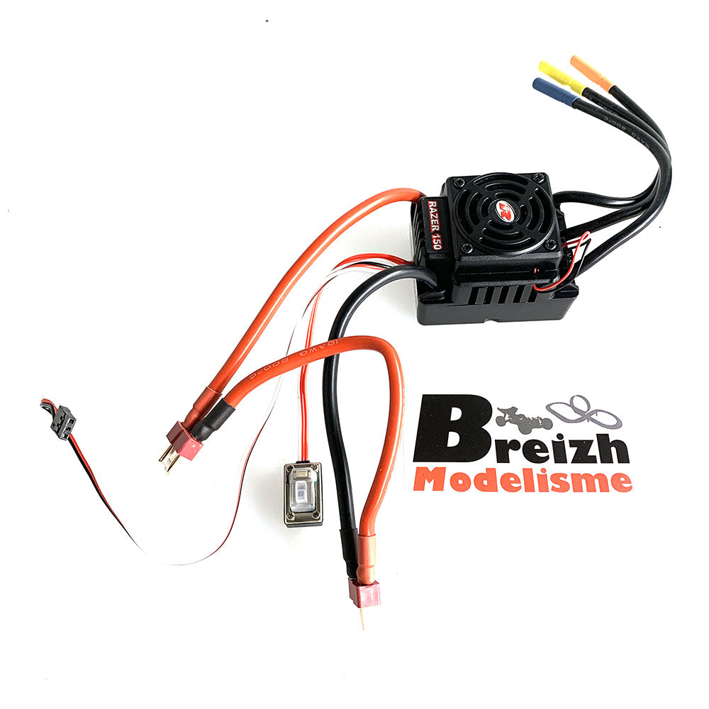 Combo moteur variateur brushless 1/8 - 150A - 2200kV - Axe 5mm R01264 - Breizh Modélisme.
