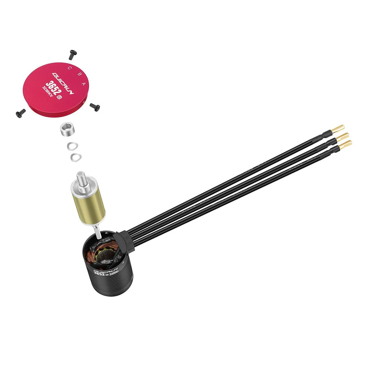 Moteur brushless 1/10 Hobbywing QuicRun 3652SL G2 3,175mm Sensorless 3250kV - Breizh Modélisme.