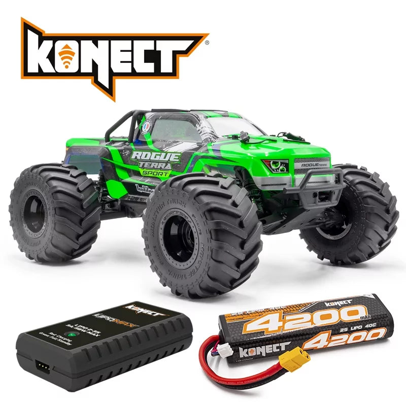 Combo Hobbytech Rogue Terra Sport vert Monster Brushless 4x4 RTR 1/10