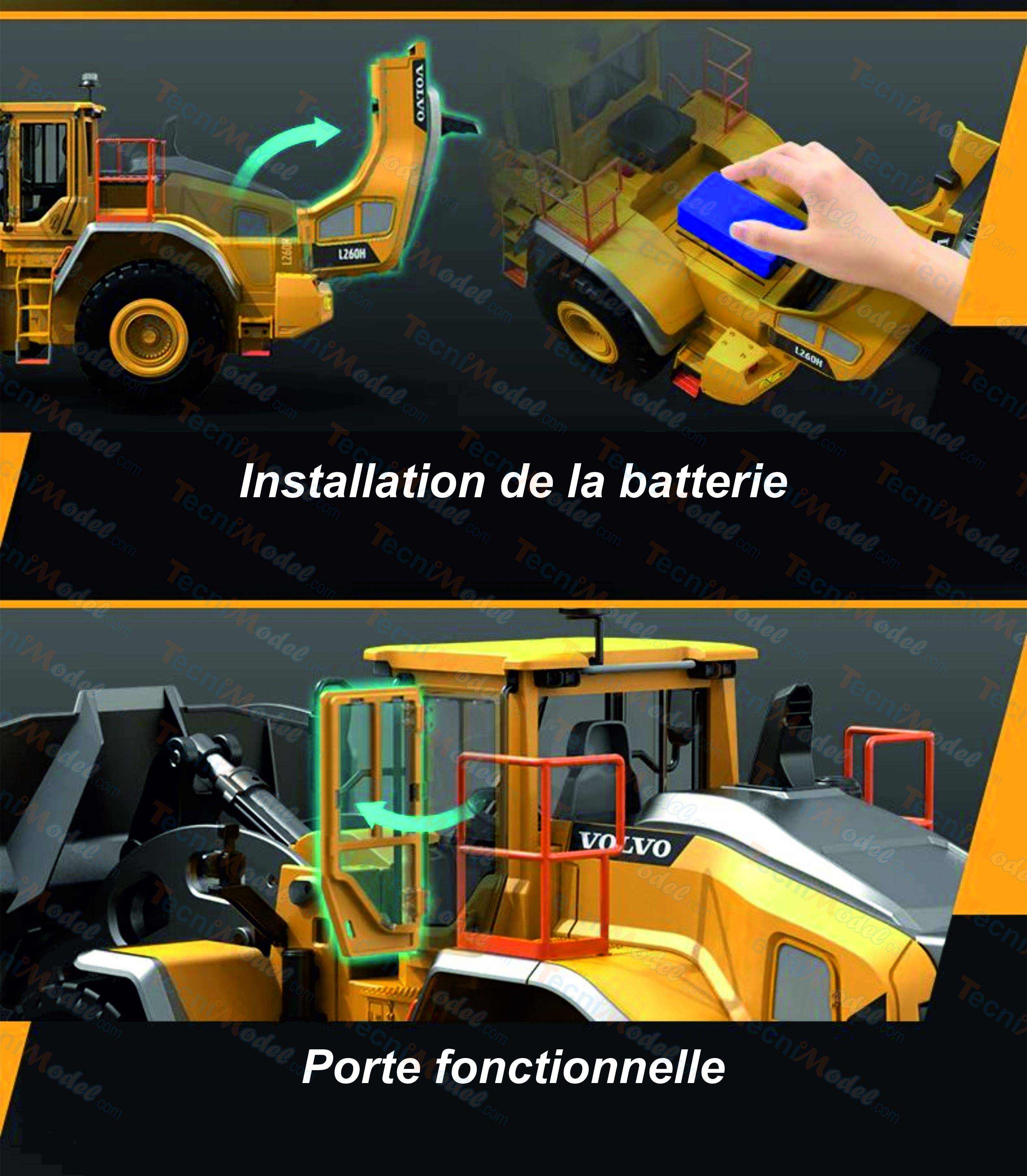 Chargeuse en métal 1/16 V2 RC Volvo L260H 4WD - E592-003 - Breizh Modélisme.