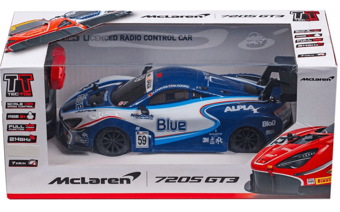 Mini Voiture télécommandée 1/24 McLaren 720S GT3 bleue - Breizh Modélisme.