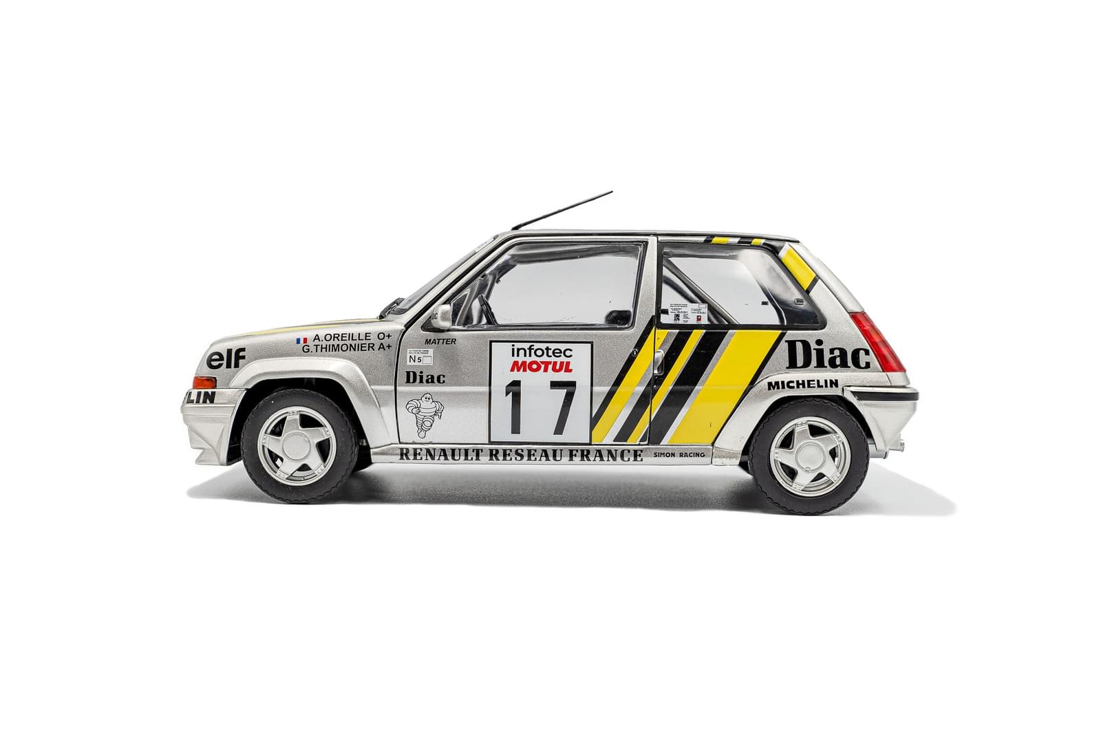 Solido S18100005 Voiture miniature collection 1/18 Renault 5 GT Turbo MK2 – Tour de Corse – 1989 – #17 A.Oreille