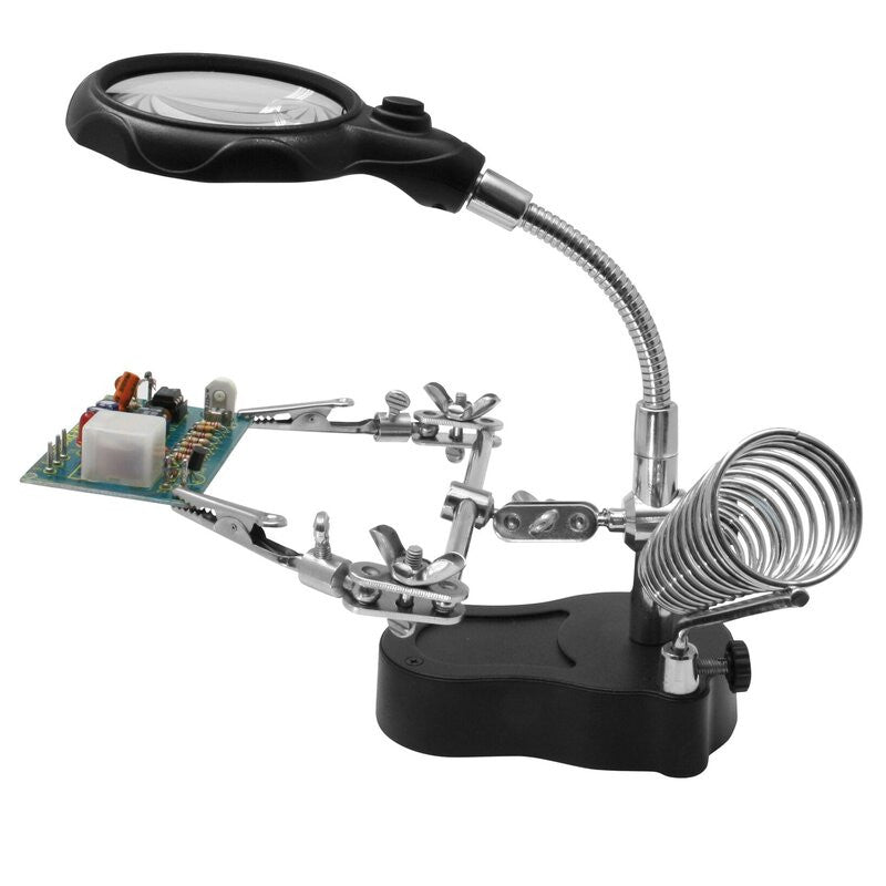 Loupe avec aide à la main LED (comprend 3 piles) - HH3 - Breizh Modélisme.