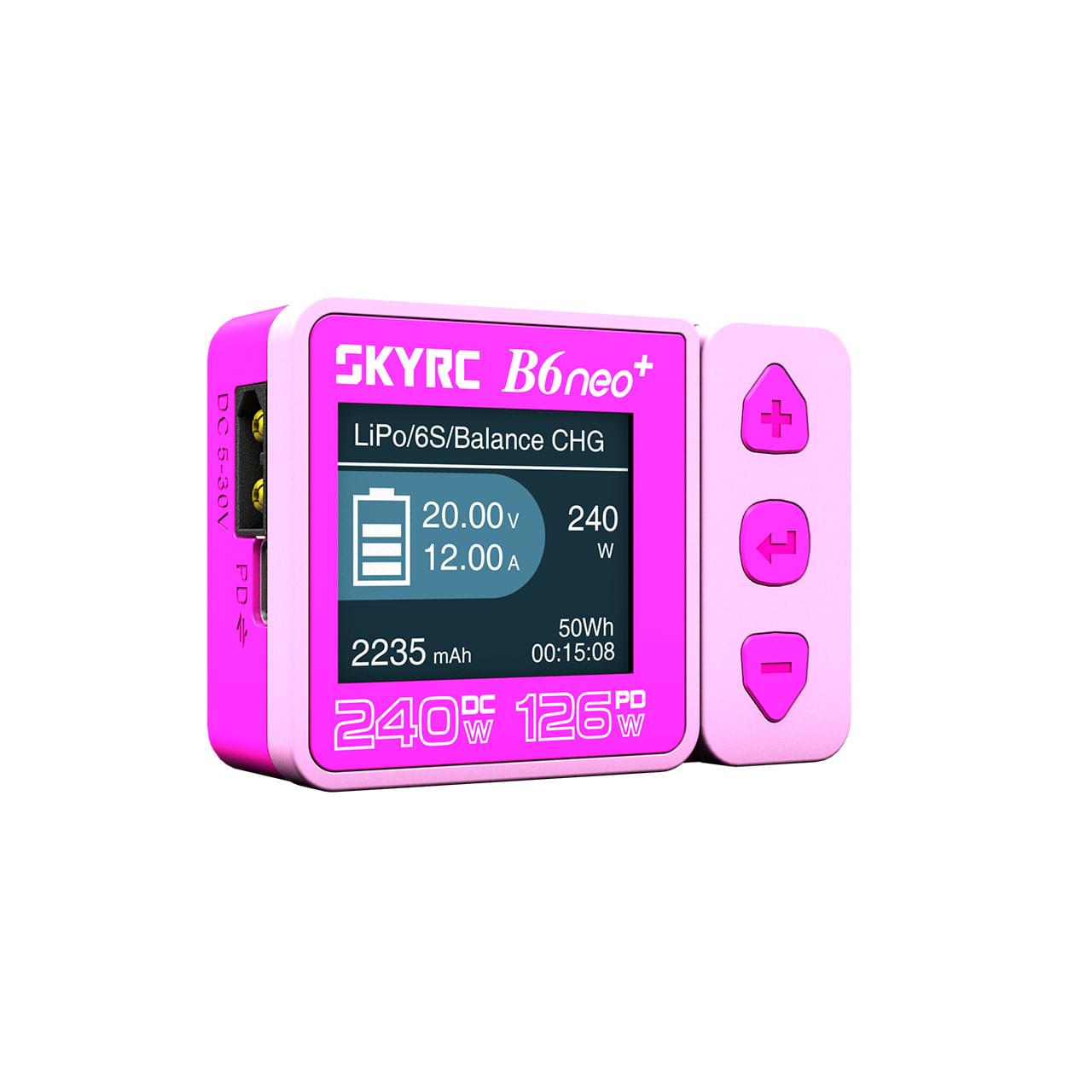 Chargeur SkyRC B6neo+ rose LiPo 1-6s 10A 200W - SK100211-04 - Breizh Modélisme.
