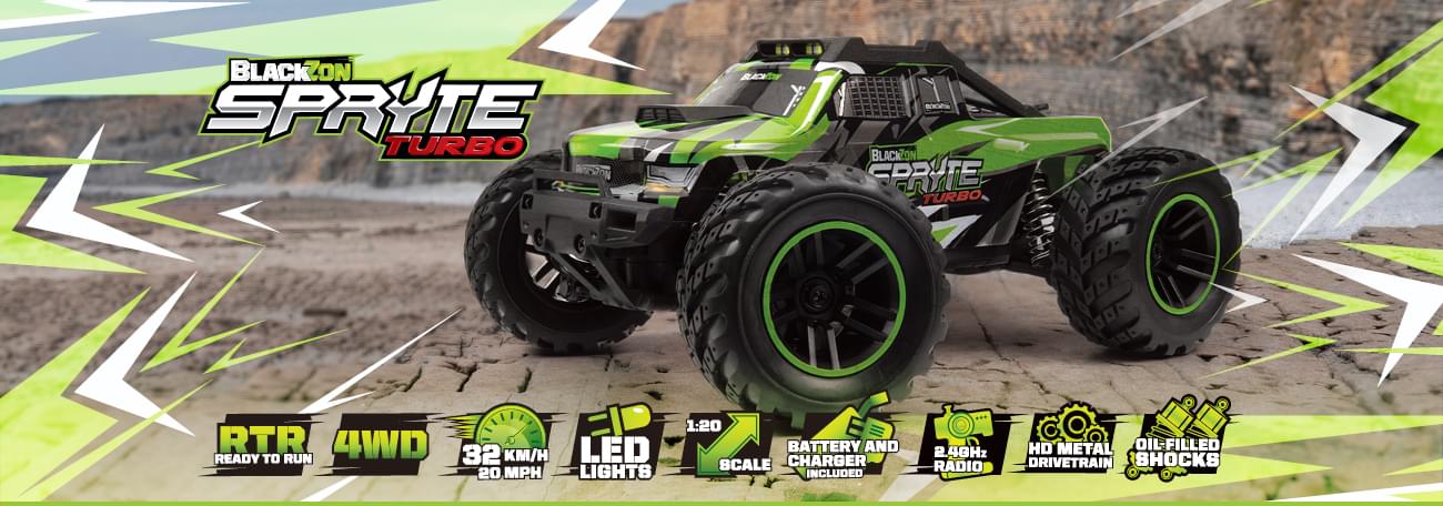 Truck télécommandé 4WD Blackzon Spryte MT Turbo 1/20 RTR vert