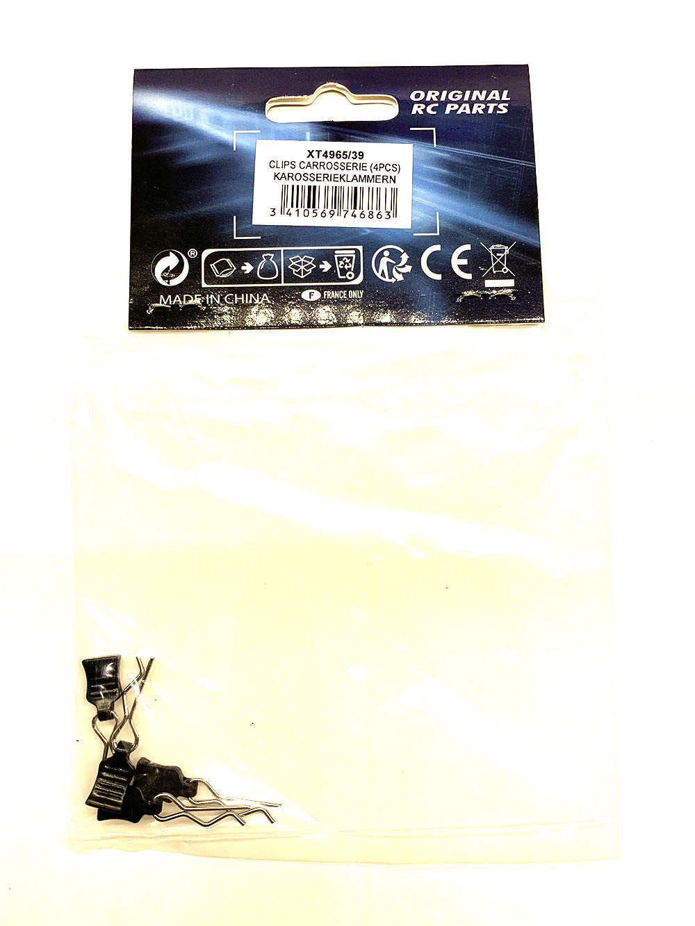 Clips de carrosserie (4pcs) - T4965/39 - Breizh Modélisme.