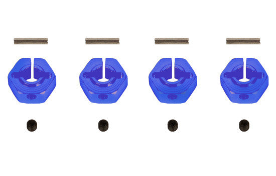 Hexagones de roues alu Bleu 12mm - T2M - T422572B - Breizh Modélisme.