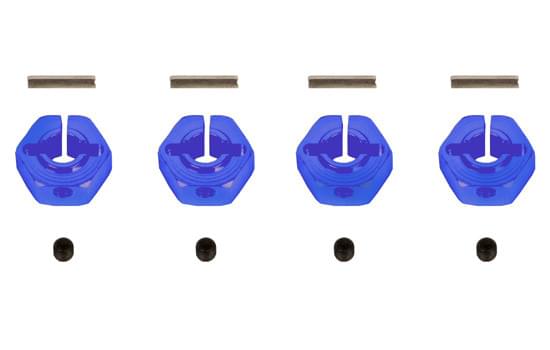 Hexagones de roues alu Bleu 12mm - T2M - T422572B - Breizh Modélisme.