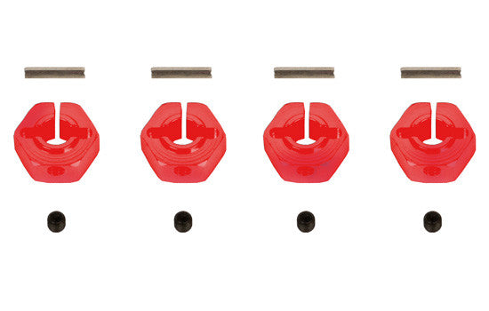 Hexagones de roues alu Rouge 12mm - T2M - T422572R - Breizh Modélisme.