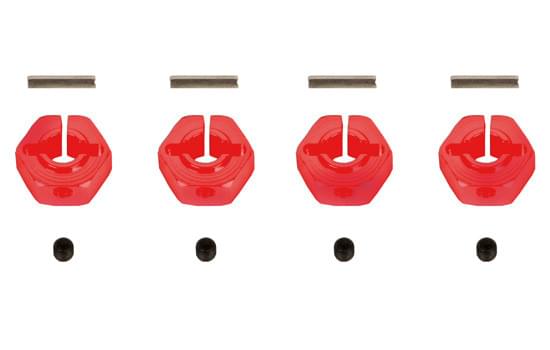Hexagones de roues alu Rouge 12mm - T2M - T422572R - Breizh Modélisme.