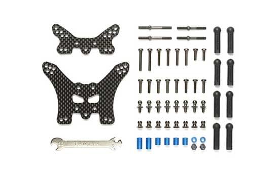 Supports amortisseur carbone TT02B - 1/10 - Tamiya 54754 - Breizh Modélisme.