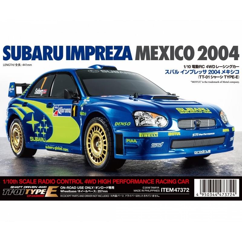 Tamiya Subaru Impreza Mexico 2004 / 47372 Kit à monter TT01E - Breizh Modélisme.