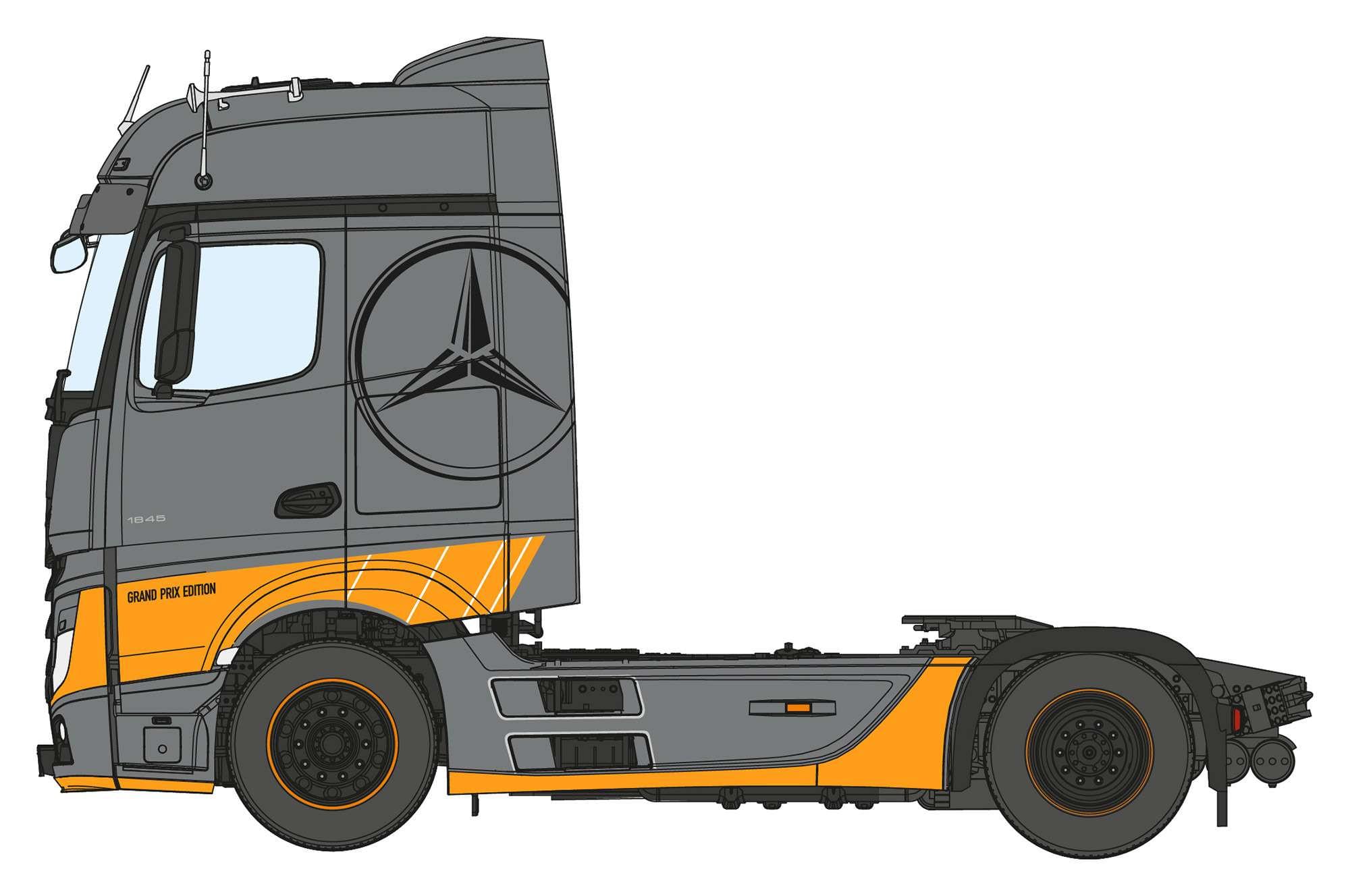 Maquette camion MB Actros MP4 Big Space Grand prix 1/24 - I3968 - Breizh Modélisme.