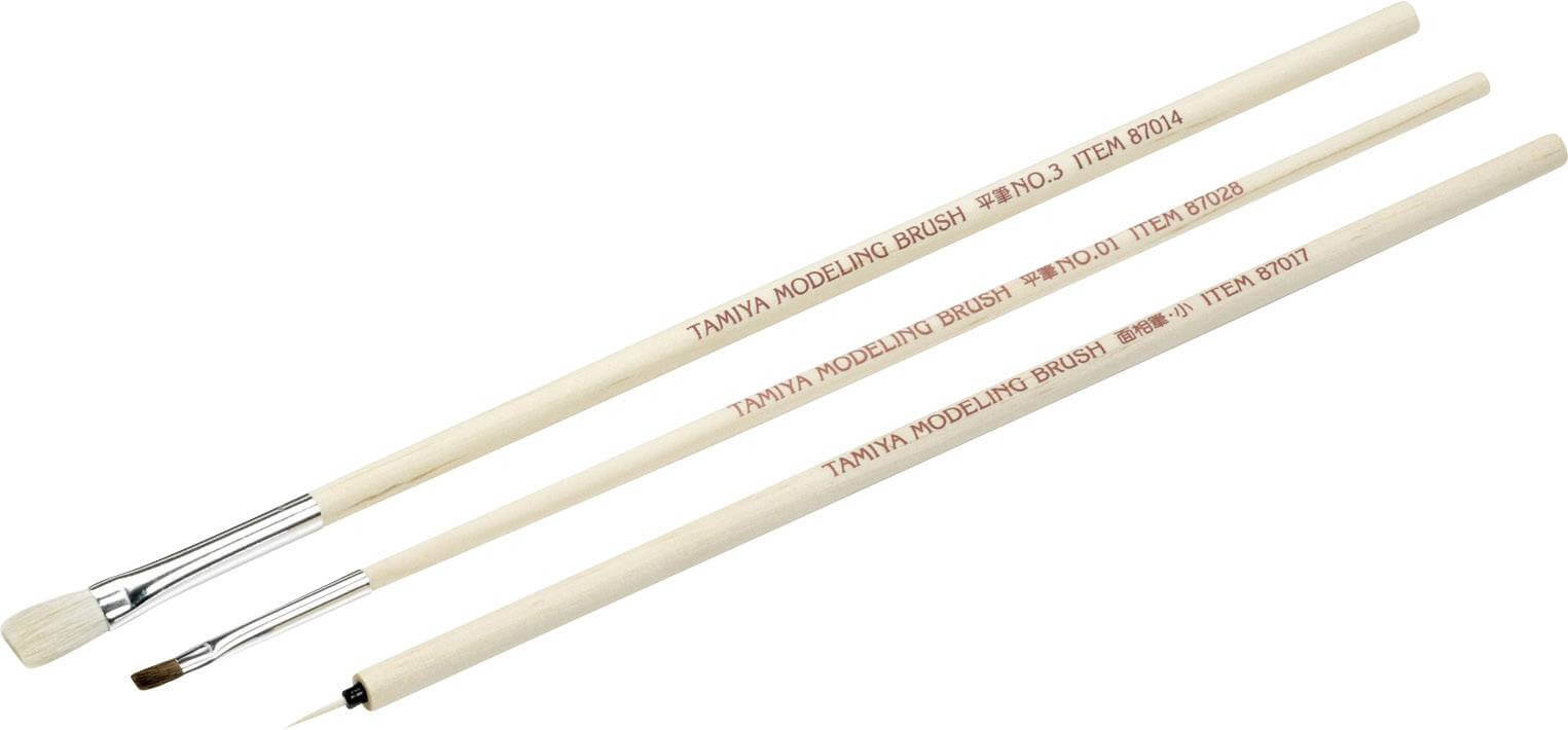 Outillage Maquette Set de 3 pinceaux Basic - Tamiya 87066 - - Breizh Modélisme.