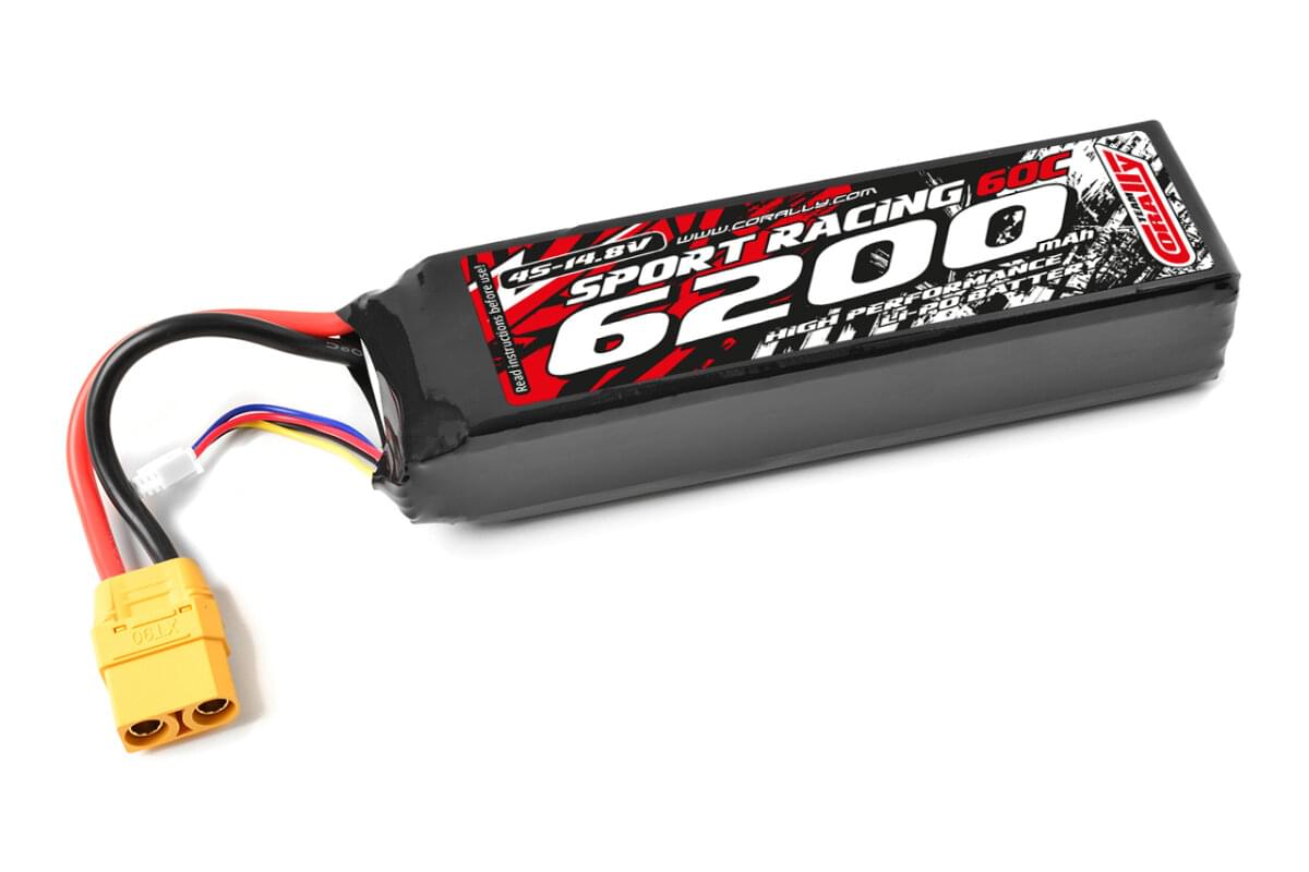 Batterie Lipo 4S bashing 14,8V 6200mAh 60C Corally prise XT90
