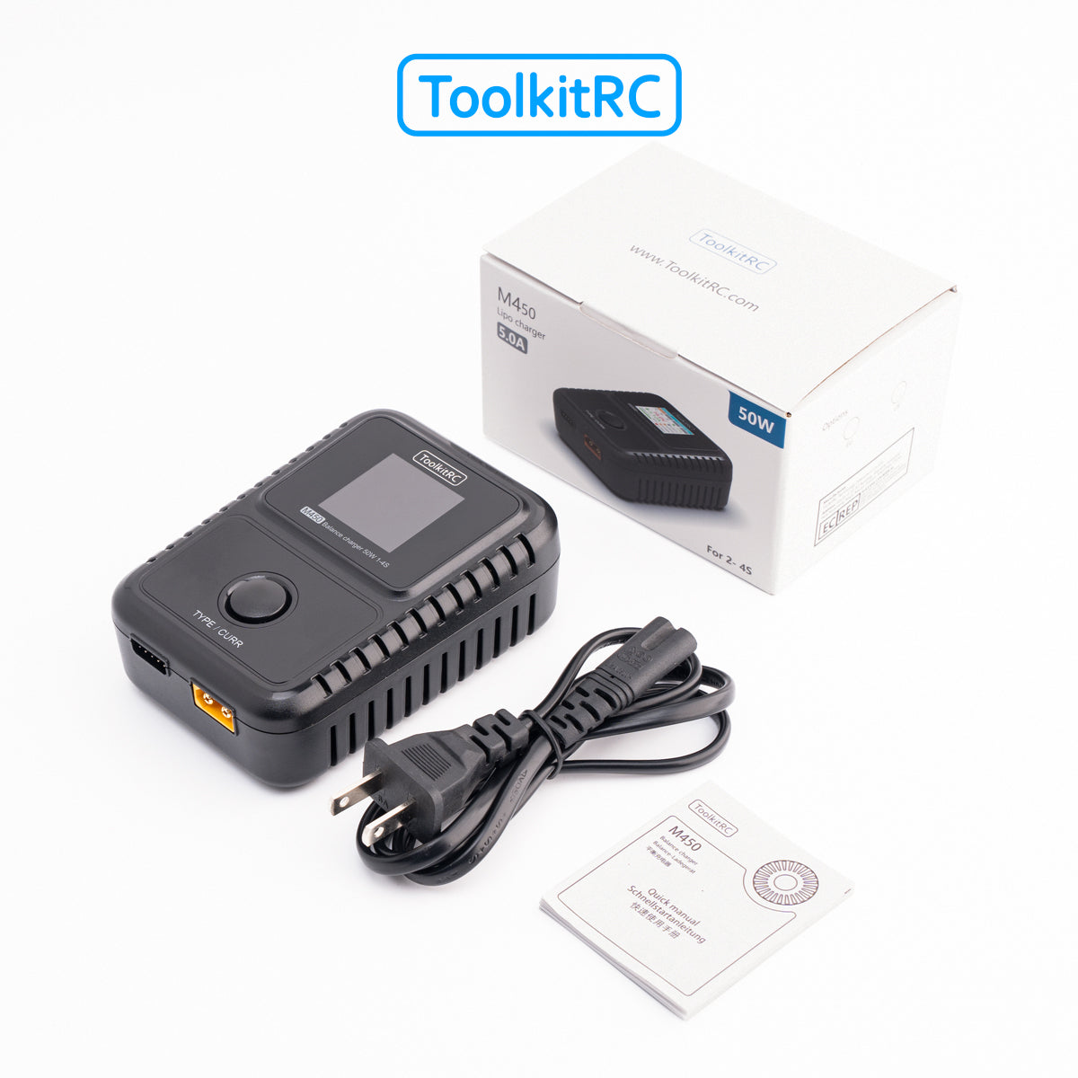 Chargeur secteur ToolkitRC M450 LiPo 1-4S 5A - TK13300 - Breizh Modélisme.
