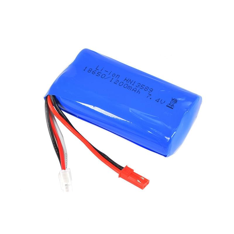 Batterie Li-ion 1200mAh 7.4V (prise JST Rouge) pour Engins Huina - Breizh Modélisme.