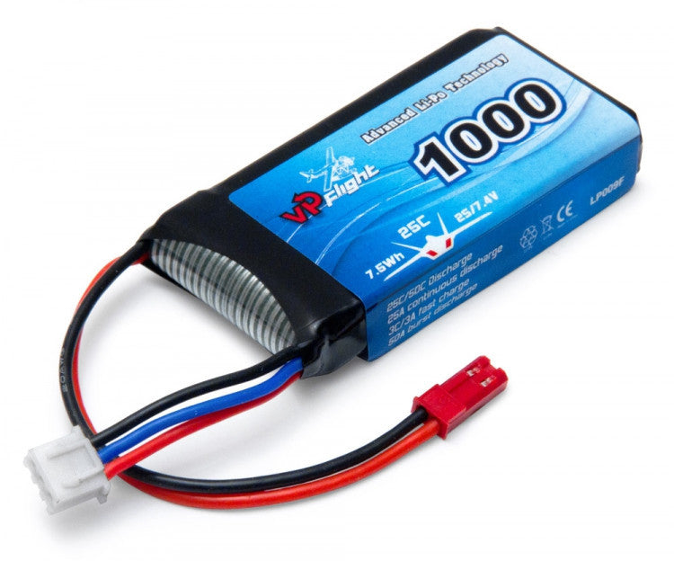 Batterie Lipo 2S 7,4V 1000mAh - 25C - JST - VPLP009F - Breizh Modélisme.