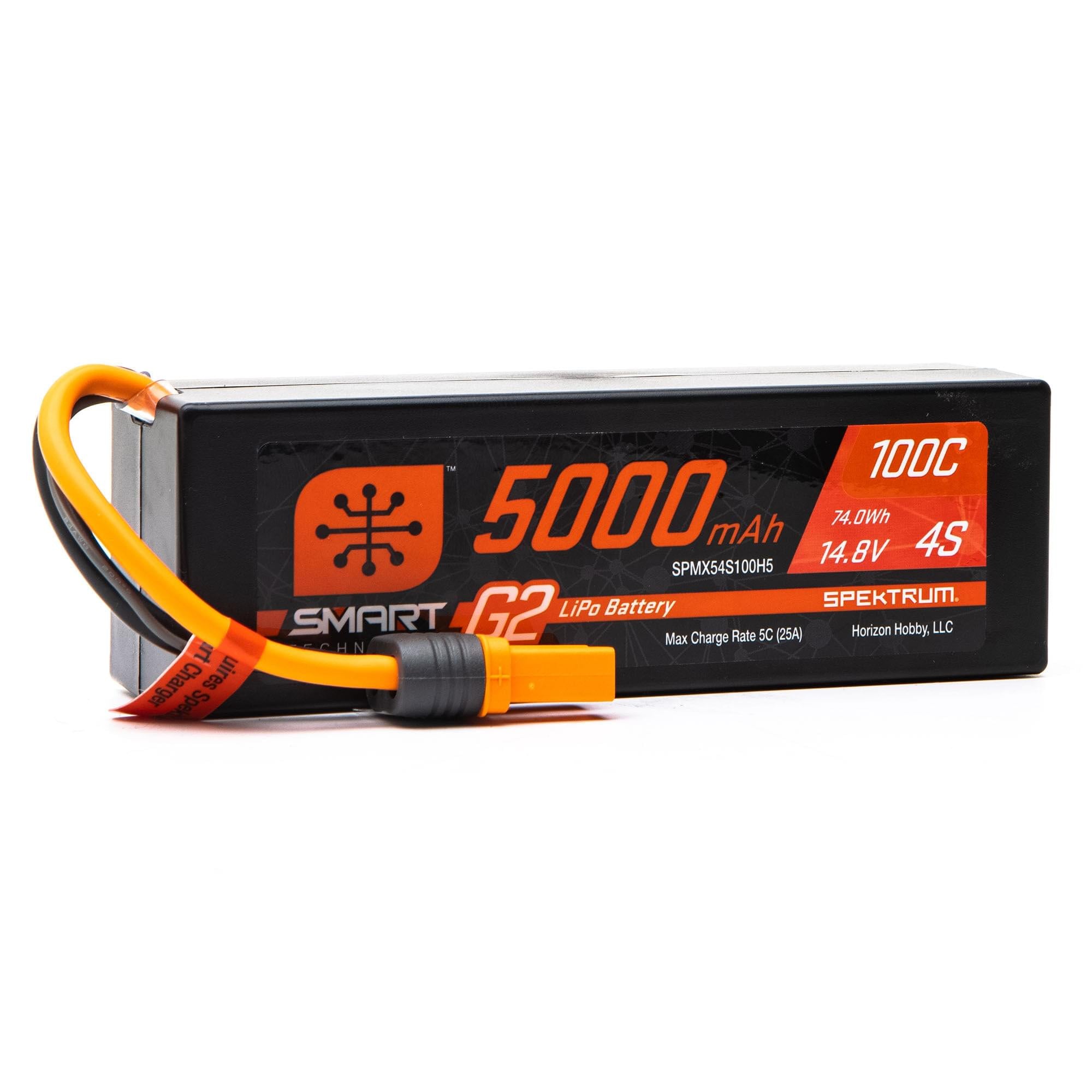 Batterie LiPo 4S 14,8 V 5000mAh 100C IC5 Spektrum - SPMX54S100H5 - Breizh Modélisme.