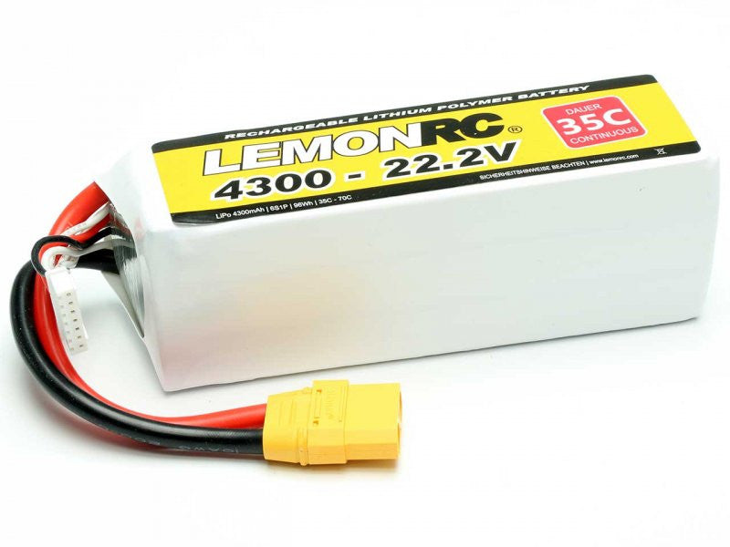 Batterie LiPo 6S LemonRC 4300mah - 22,2V (35C) XT90 - Breizh Modélisme.