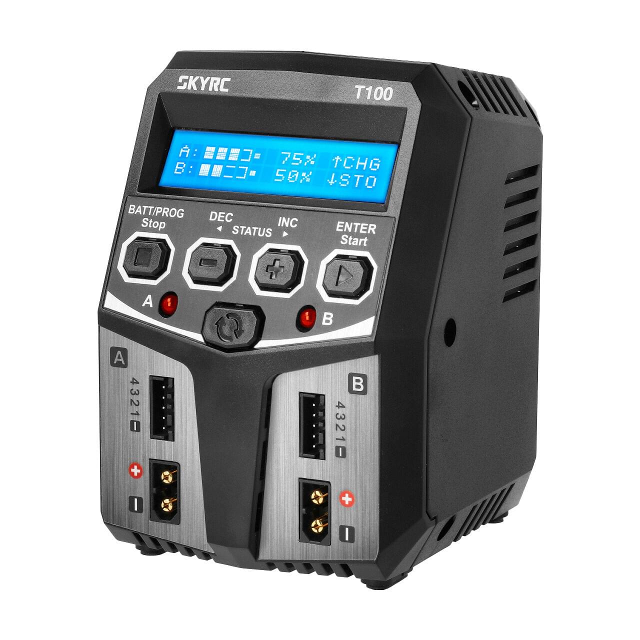 Chargeur Duo SkyRC T100 LiPo 2-4s 5A 2x50W - 100162 - Breizh Modélisme.
