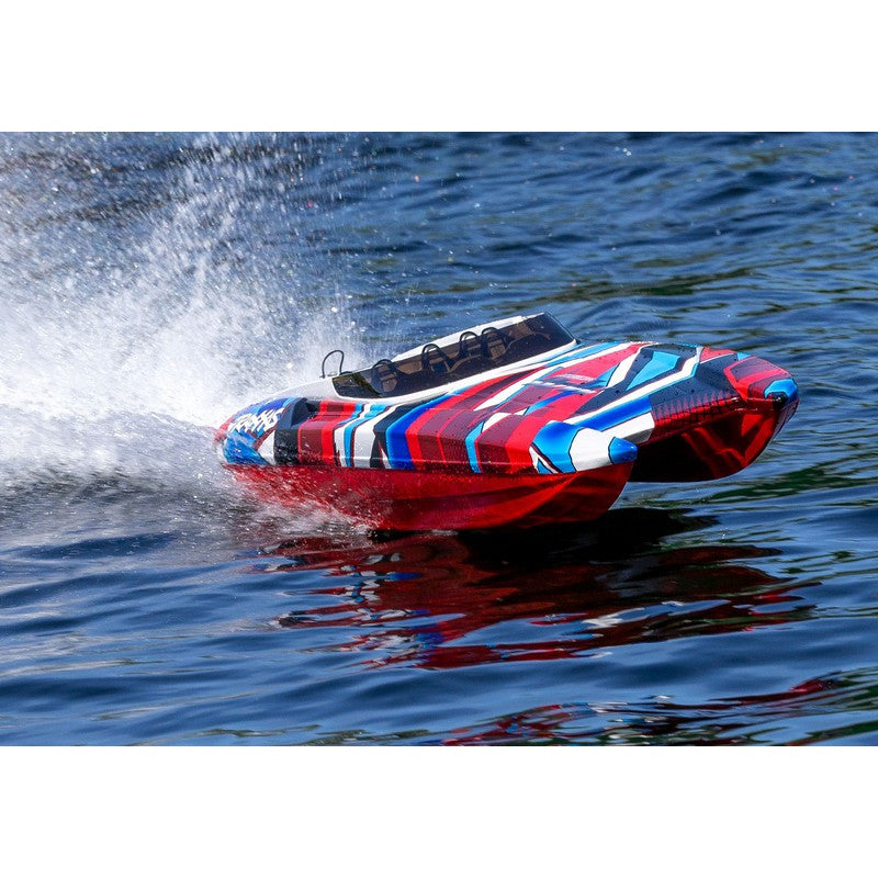 Bateau radiocommandé M41 DCB Widebody 80km/h TSM - Traxxas 57046-4 rouge - Breizh Modélisme.