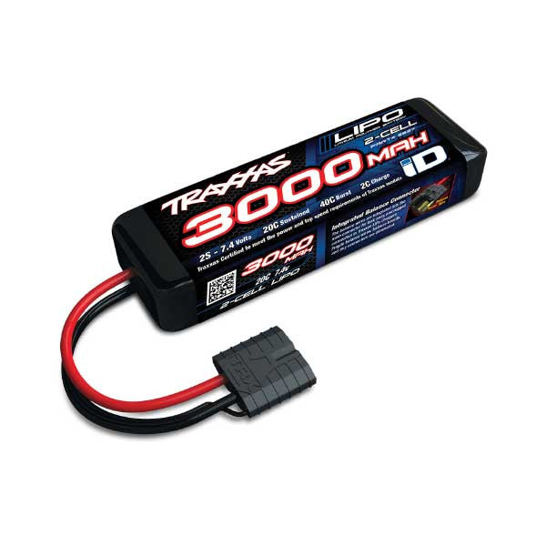 Batterie Lipo 7,4V 3000mAh 2S 25C prise iD - 2827X - Breizh Modélisme.