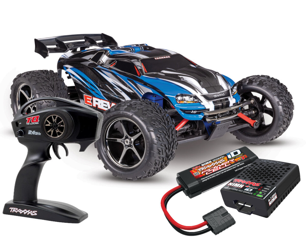 Traxxas Mini E Revo 4WD RTR 1/16 bleu 71054-8 - Breizh Modélisme.