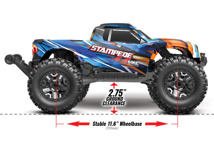 Traxxas Stampede 4x4 VXL HD 3s 1/10 RTR TQi TSM 90376-4 orange - Breizh Modélisme.