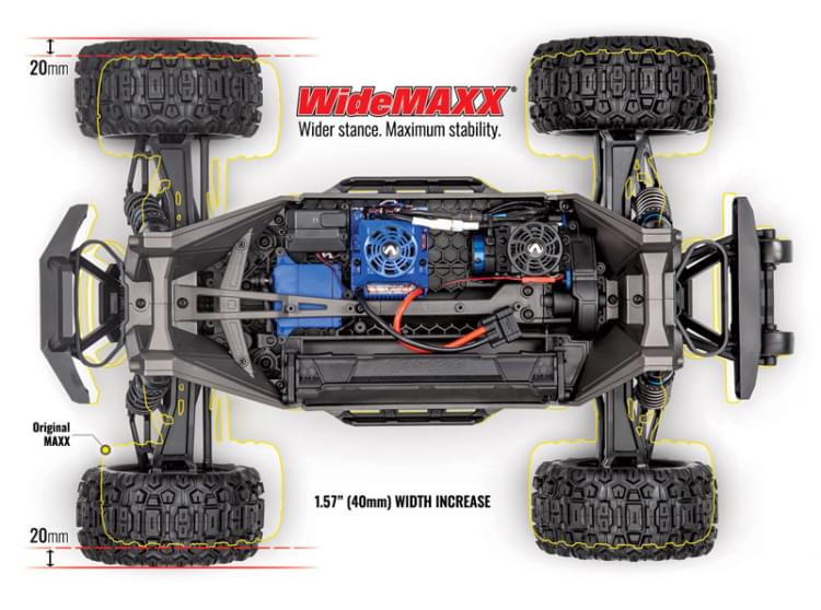Traxxas Wide-MAXX 4S Bleu 4WD TQi TSM RTR 89086-4 - Breizh Modélisme.