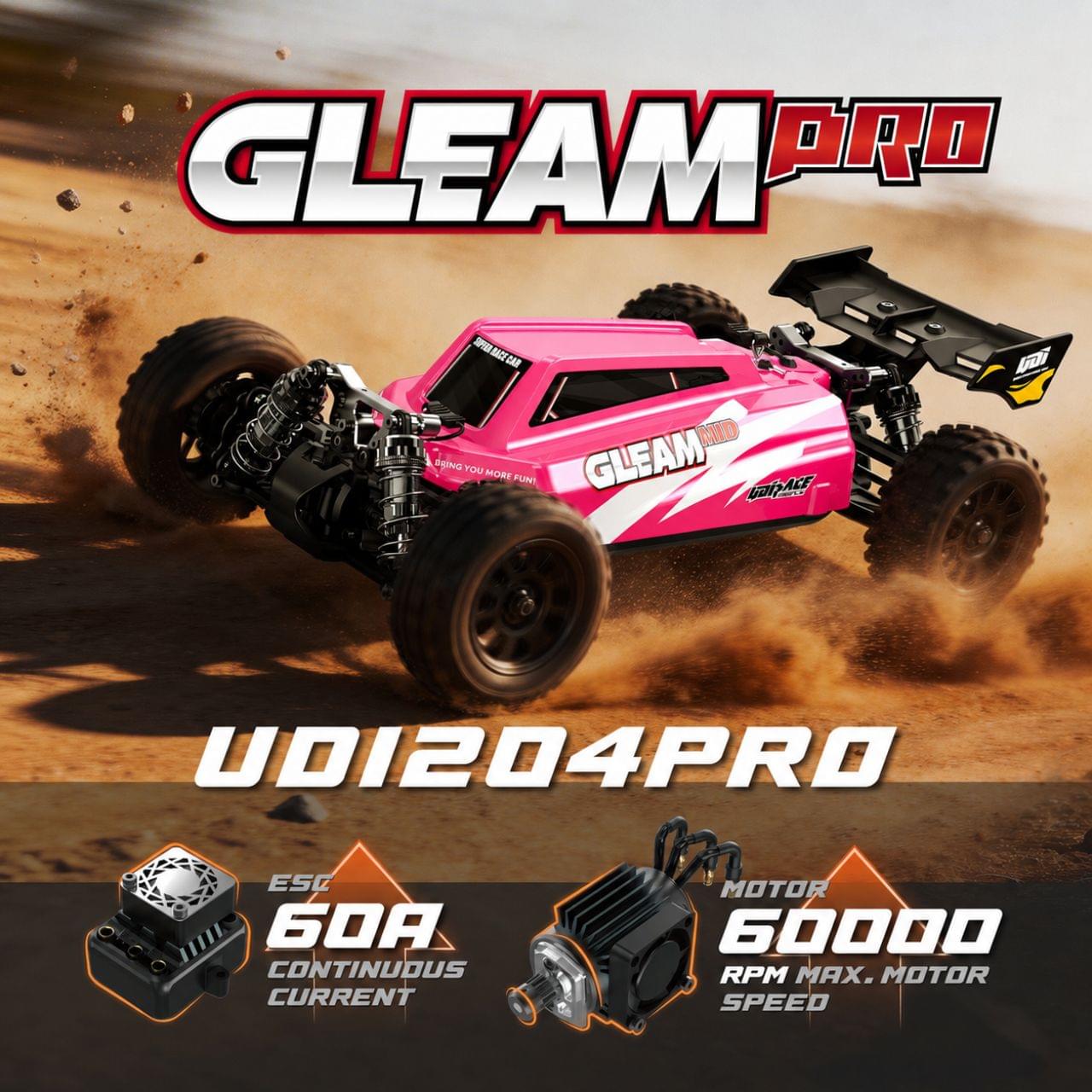 Buggy UDI RC Gleam PRO 1/12 Brushless RTR 4WD UD1204 PRO 80km/h fushia - Breizh Modélisme.