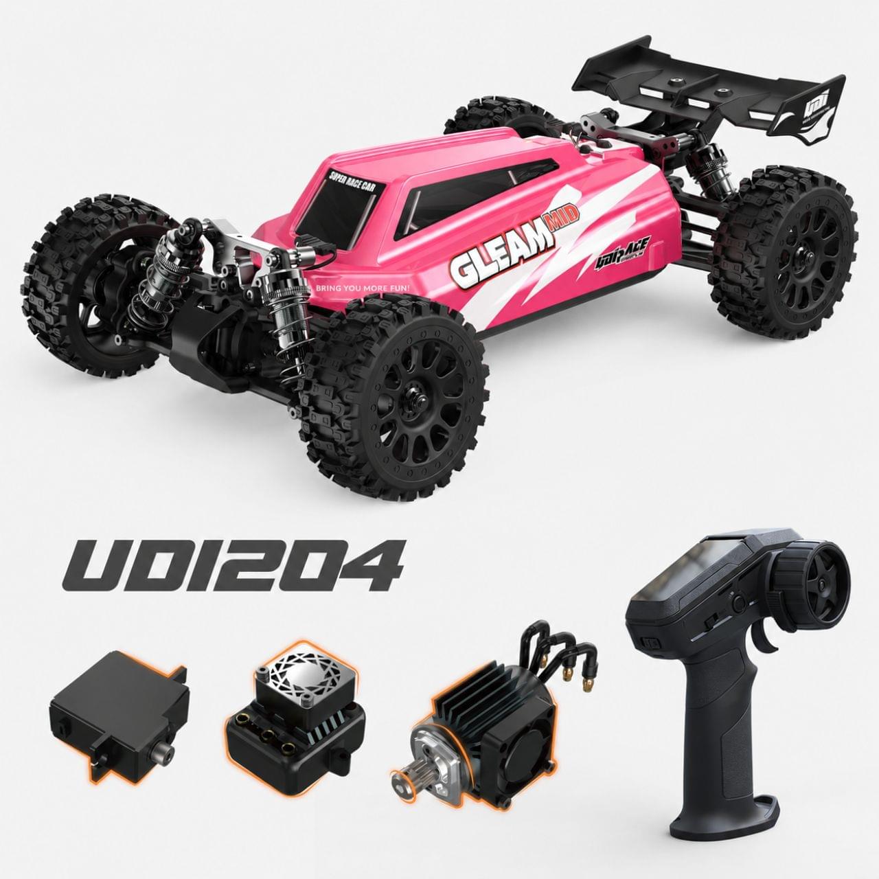 Buggy UDI RC Gleam 1/12 Brushless 55km/h RTR 4WD UD1204 rose - Breizh Modélisme.