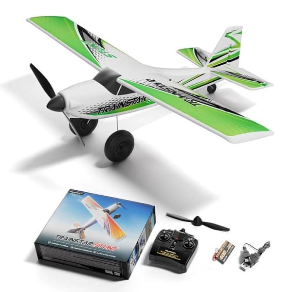 Avion RC débutant Volantex Trainstar Stunt 500mm 4ch Brushless avec Gyro RTF vert