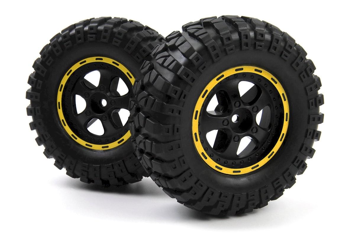 2 roues complètes Smyter DT (jaune/noir) Blackzon 540266 - Breizh Modélisme.
