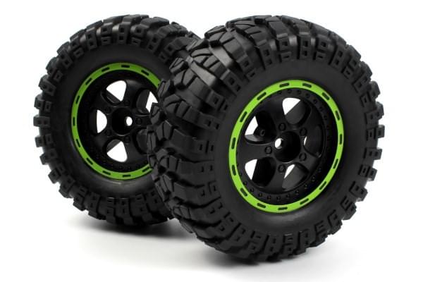 2 roues complètes Smyter DT (noir/vert) Blackzon 540183 - Breizh Modélisme.