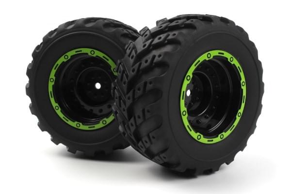 2 Roues complètes verte pour Blackzon Smyter MT 540181 - Breizh Modélisme.