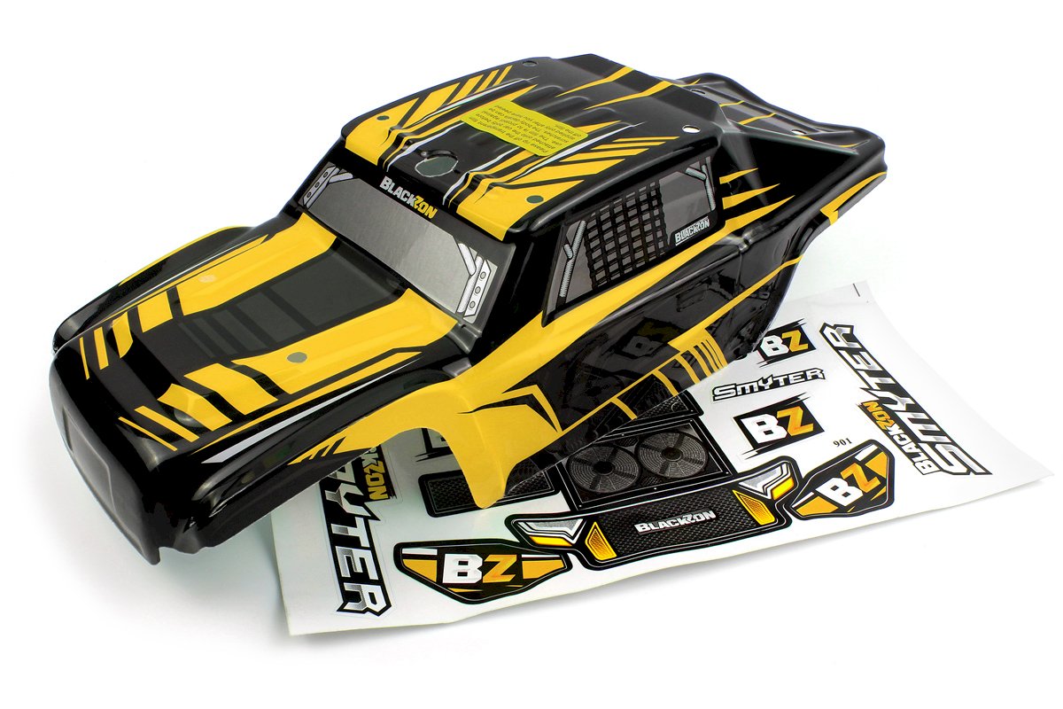 Carrosserie jaune/noir avec stickers Blackzon Smyter DT 540263 - Breizh Modélisme.