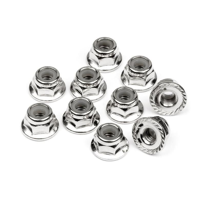 Ecrous de roues Nylstop M4 (argent/10pcs) HPI 103729 - Breizh Modélisme.