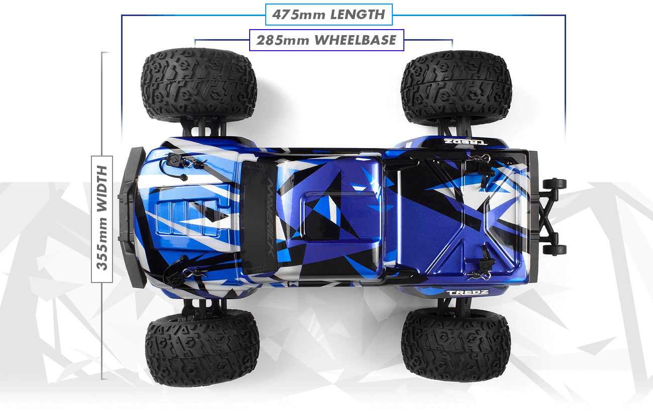 Maverick Quantum 2 MT 4x4 charbon 1/10 - 150400 bleu - Breizh Modélisme.