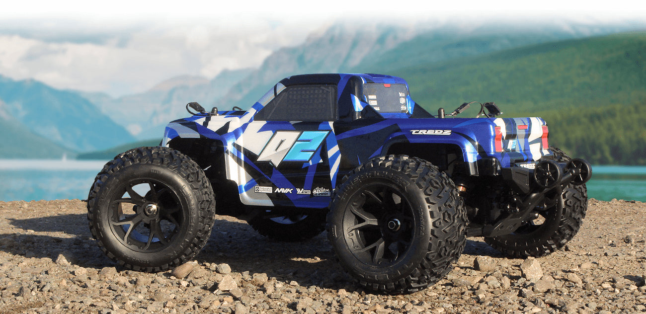 Maverick Quantum 2 MT 4x4 charbon 1/10 - 150400 bleu - Breizh Modélisme.