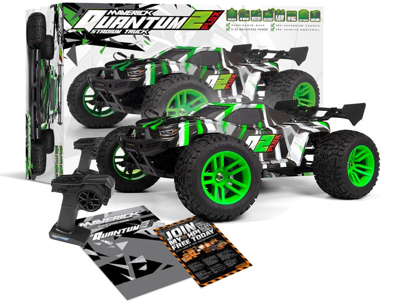 Maverick Quantum2 XT Flux brushless stadium truck 1/10 vert - MV150408 - Breizh Modélisme.