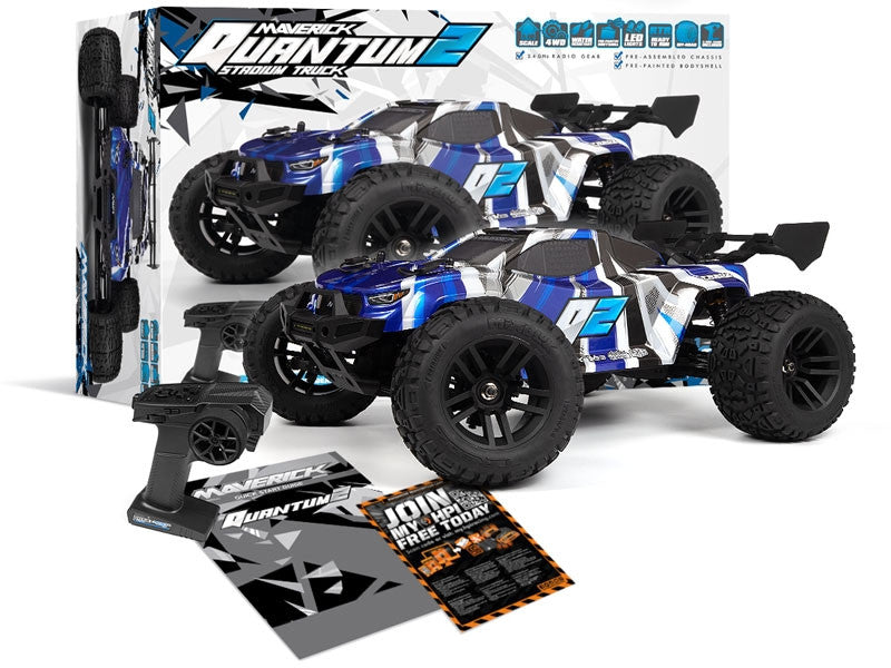 Maverick RC Quantum2 XT stadium truck 1/10 bleu - MV150402 - Breizh Modélisme.