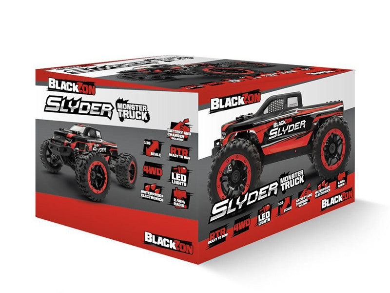 Monster Truck télécommandé 4WD Blackzon Slyder rouge 1/16 RTR - 540098 - Breizh Modélisme.