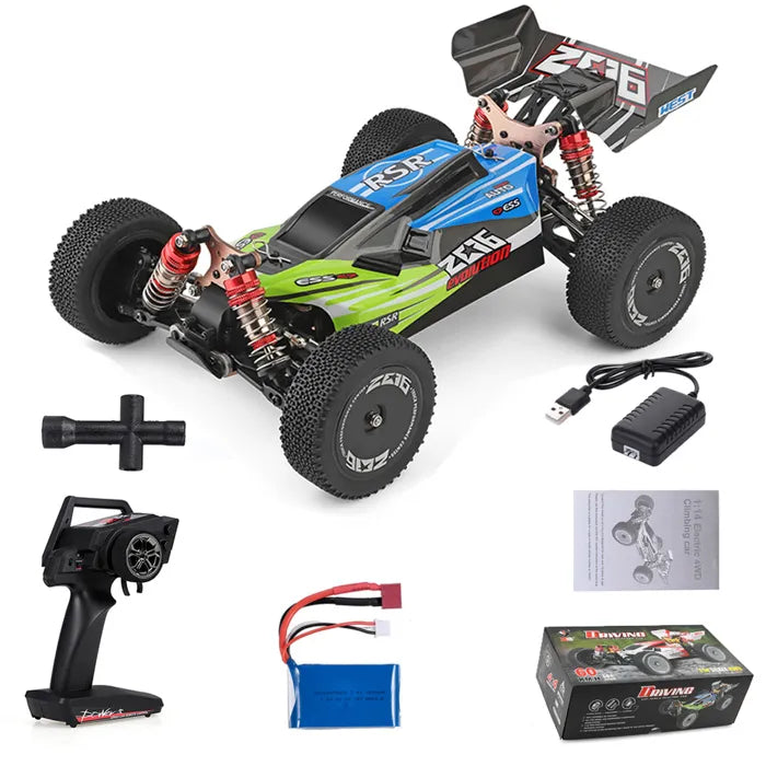 Buggy RC Wltoys 144001 vert 1/14 RTR – 4 roues motrices - Breizh Modélisme.