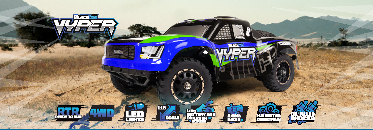 Backzon Vyper 1/16 SC 30km/h 4WD RTR bleu