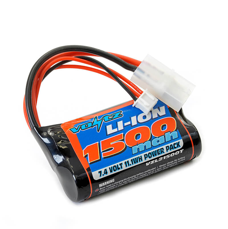 Batterie li-ion Voltz 7,4V 1500mAh prise Tamiya - VZL21500T - Breizh Modélisme.