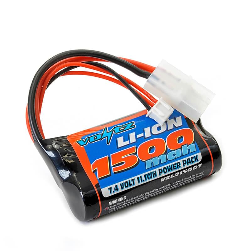 Batterie li-ion Voltz 7,4V 1500mAh prise Tamiya - VZL21500T - Breizh Modélisme.