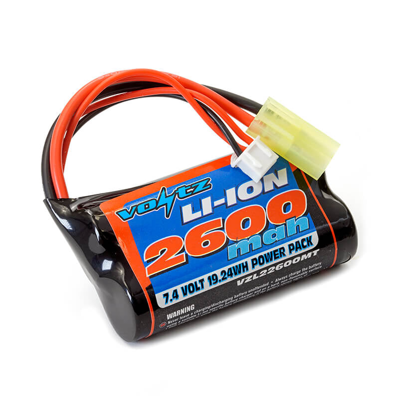 Batterie li-ion Voltz 7,4V 2600mAh prise mini Tamiya - VZL22600MT - Breizh Modélisme.