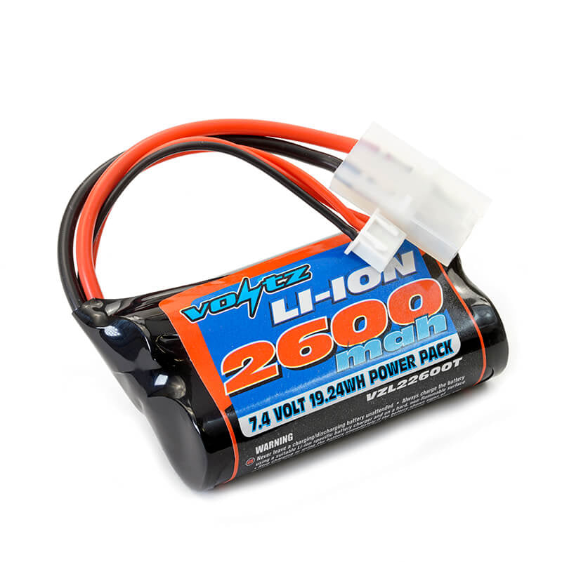 Batterie li-ion Voltz 7,4V 2600mAh prise Tamiya - VZL22600T - Breizh Modélisme.